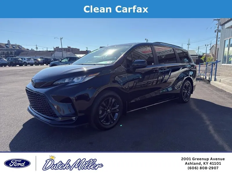 2025 Toyota Sienna XSE in Midnight Black Metallic — front three-quarter view
