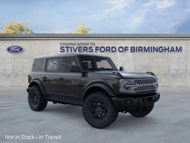 2026 Ford Bronco Badlands in Shadow Black — front three-quarter view