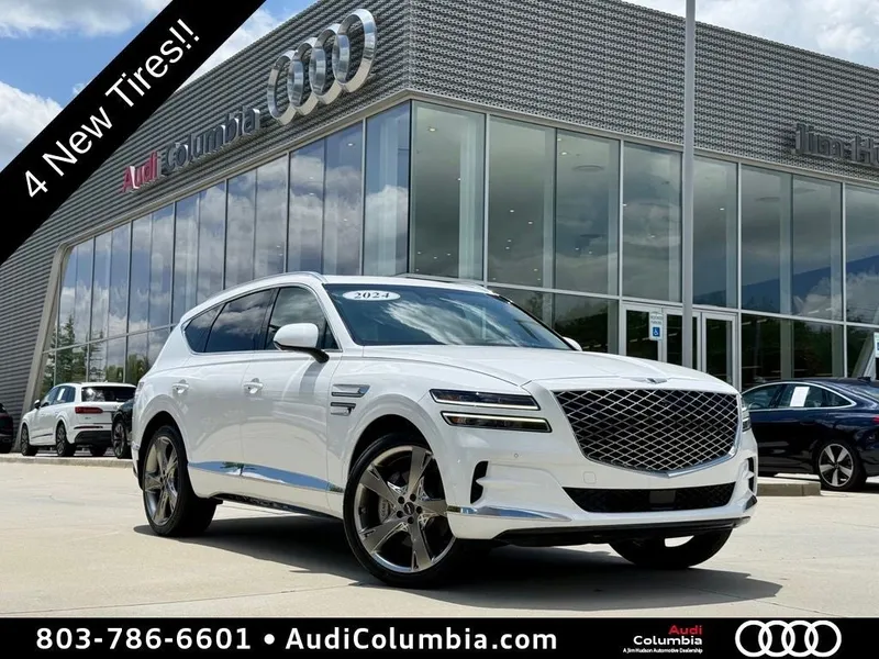 2024 Genesis GV80 3.5T Prestige in Alta White — front three-quarter view
