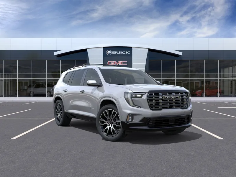 2026 GMC Acadia Denali Ultimate in Sterling Metallic — front three-quarter view