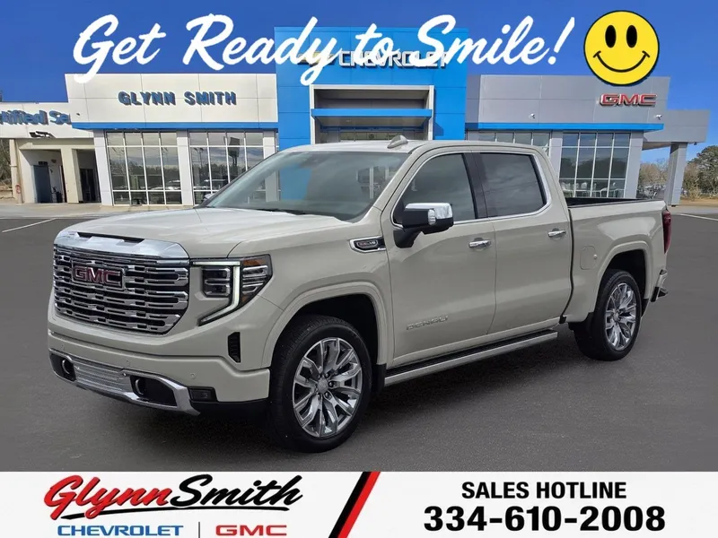 2026 GMC Sierra 1500 Denali in Coastal Dune — front three-quarter view