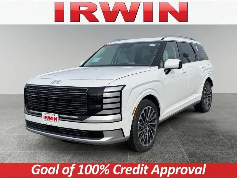 2026 Hyundai Palisade Calligraphy AWD in White — front three-quarter view