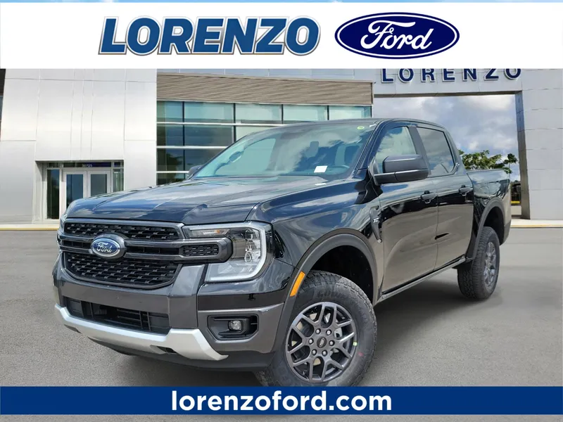 2026 Ford Ranger XLT in Shadow Black — front three-quarter view