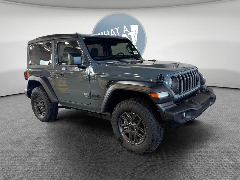 2026 Jeep Wrangler Sport S in Anvil Clear-Coat Exterior Paint — front three-quarter view