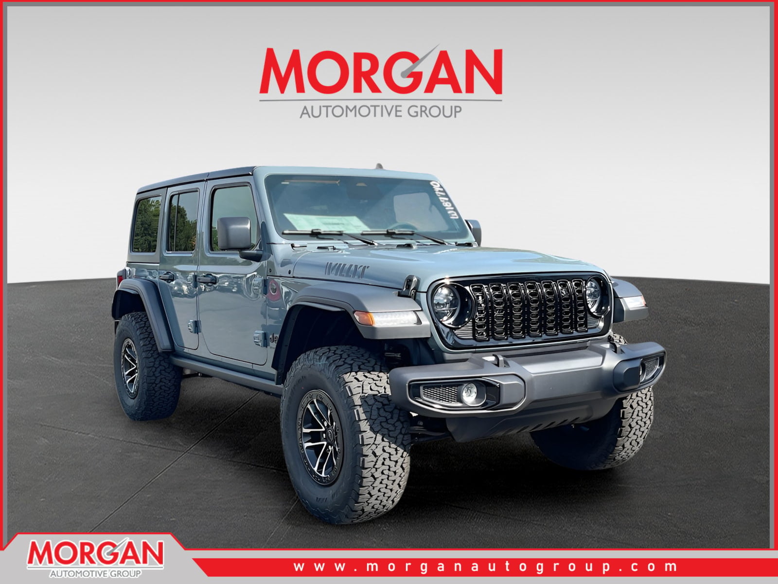 2026 Jeep Wrangler Willys in Gray — front three-quarter view