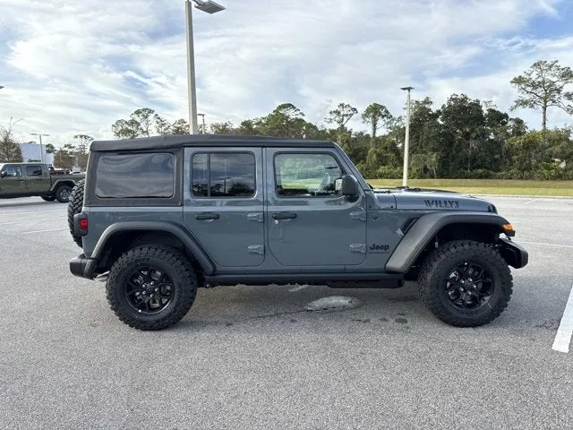 2026 Jeep Wrangler Willys in Anvil Clearcoat — front three-quarter view