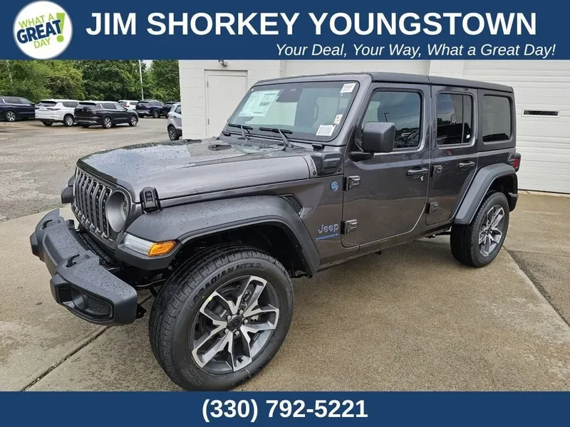 2025 Jeep Wrangler Sport S 4xe in Granite Crystal Metallic Clearcoat — front three-quarter view