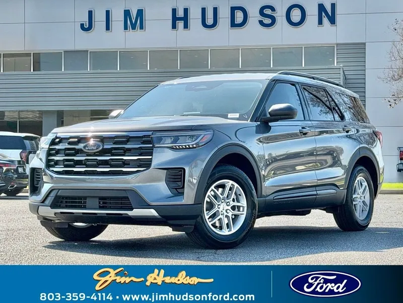 2026 Ford Explorer Active in Gray Metallic — front three-quarter view