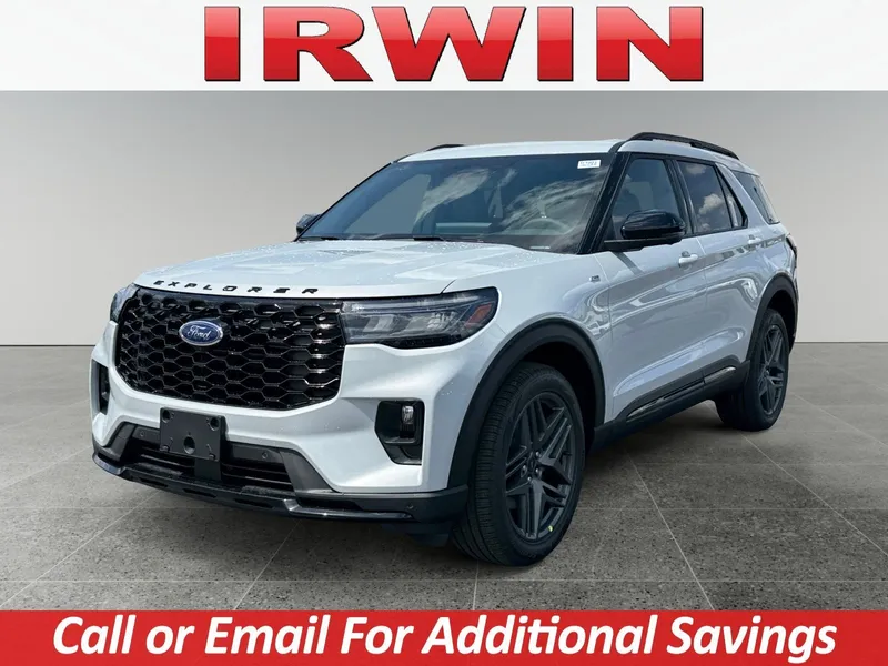 2026 Ford Explorer ST-Line in White — front three-quarter view