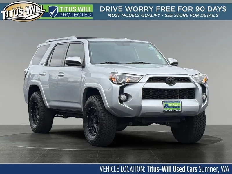 2016 Toyota 4Runner SR5 in Classic Silver Metallic — front three-quarter view