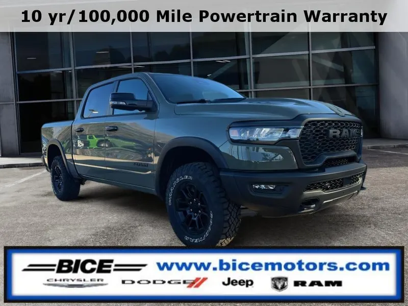 2026 RAM Ram 1500 Rebel Crew Cab 4x4 in Canyon Lake Exterior Paint — front three-quarter view