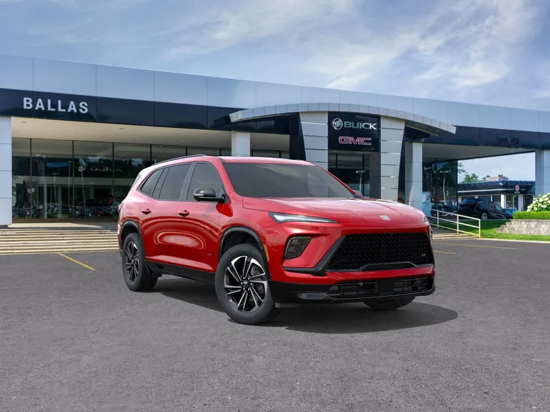 2026 Buick Enclave Sport Touring in Cherry Red Tintcoat — front three-quarter view