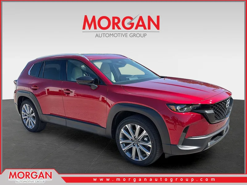 2026 Mazda CX-50 2.5 S Premium in Soul Red Crystal Metallic — front three-quarter view