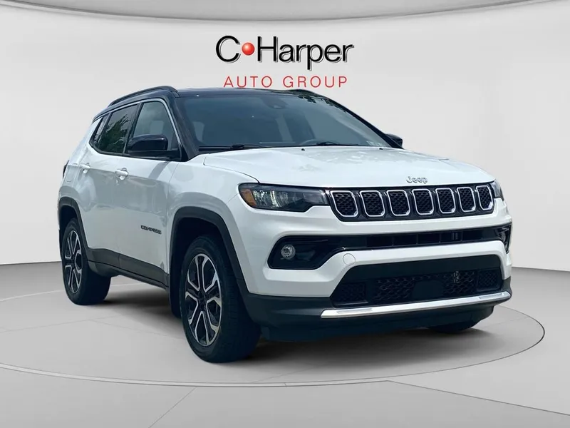 2023 Jeep Compass Limited in Bright White Clearcoat — front three-quarter view