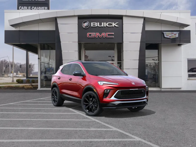 2026 Buick Encore GX Sport Touring in Brilliant Red — front three-quarter view