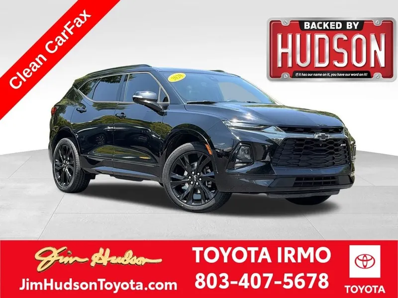 2020 Chevrolet Blazer RS in Black — front three-quarter view