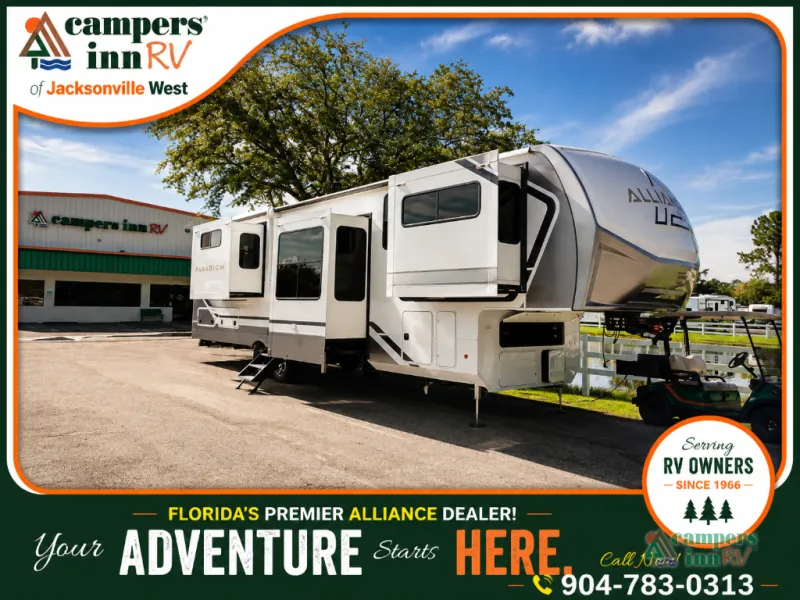 2026 Alliance RV Paradigm — front three-quarter view