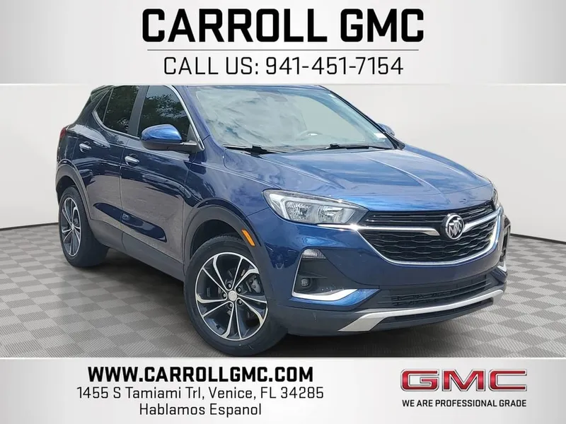 2023 Buick Encore GX Select in Sapphire Metallic — front three-quarter view