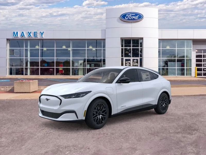 2026 Ford Mustang Mach-E Premium in Star White Metallic Tri-Coat — front three-quarter view