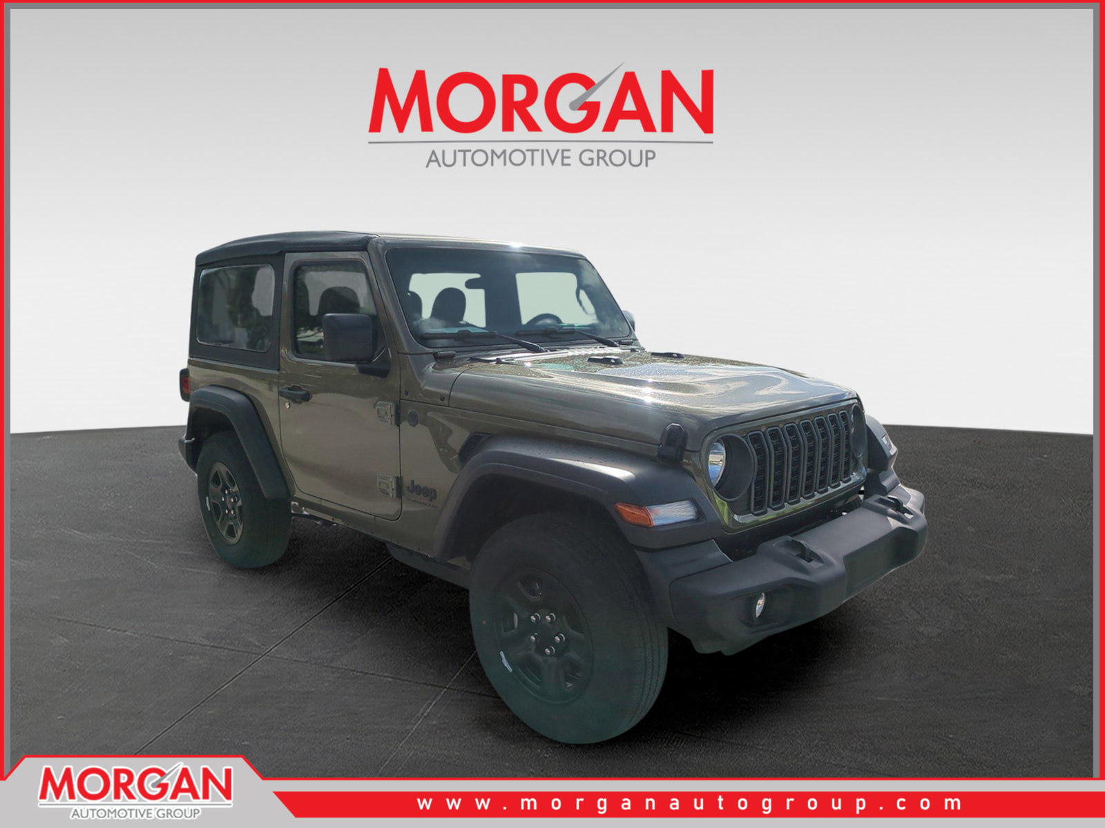 2026 Jeep Wrangler Sport in Green — front three-quarter view