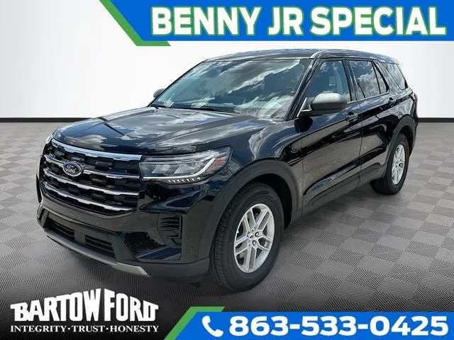 2026 Ford Explorer Active in Black Metallic — front three-quarter view