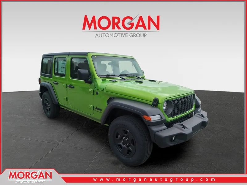 2026 Jeep Wrangler Sport in Green — front three-quarter view