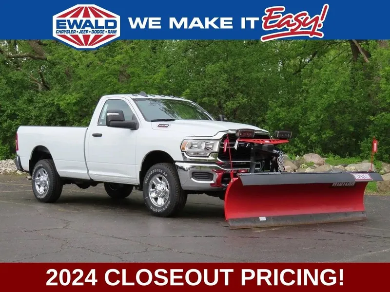 2024 RAM 2500 RAM 2500 TRADESMAN REGULAR CAB 4X4 8' BOX in Bright White Clear-Coat Exterior Paint — front three-quarter view