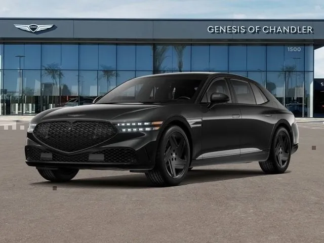 2026 Genesis G90 3.5T E-SC MHEV PRESTIGE BLACK in Vik Black — front three-quarter view