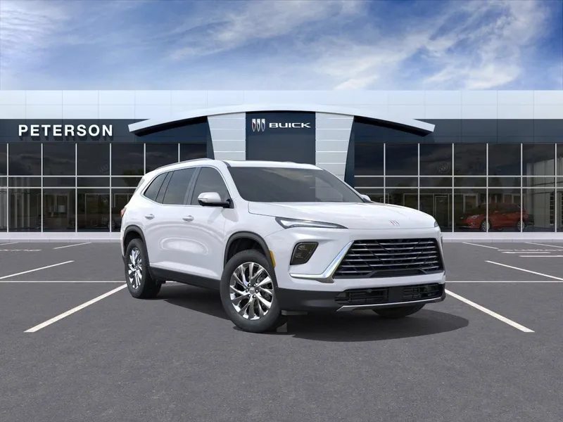 2026 Buick Enclave Preferred in Summit White — front three-quarter view
