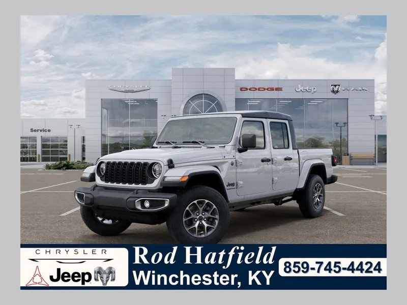 2026 Jeep Gladiator GLADIATOR SPORT S 4X4 in Bright White Clear-Coat Exterior Paint — front three-quarter view