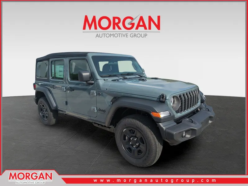 2026 Jeep Wrangler Sport in Gray — front three-quarter view