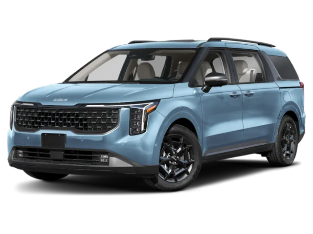 2026 Kia Carnival SX Prestige in Blue — front three-quarter view