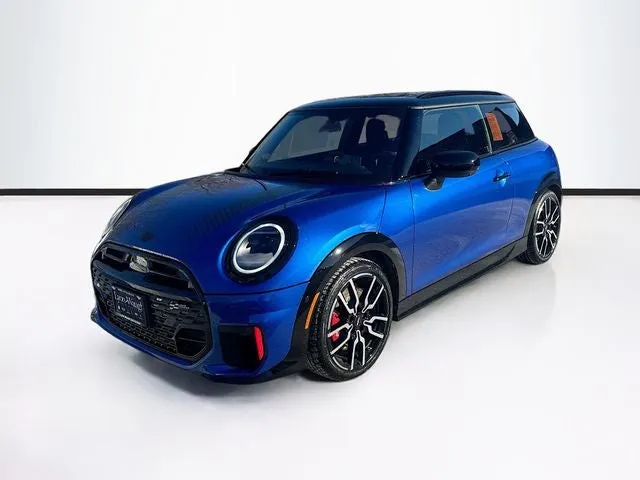 2026 MINI 2 DOOR ICONIC in Blazing Blue Metallic — front three-quarter view