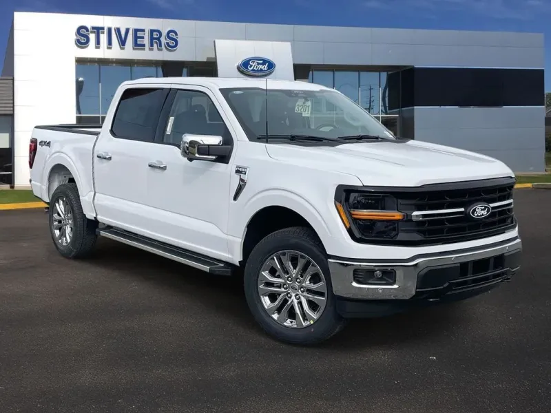 2026 Ford F-150 XLT in Oxford White — front three-quarter view