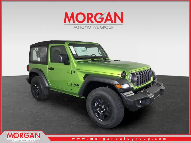 2026 Jeep Wrangler Sport in Green — front three-quarter view
