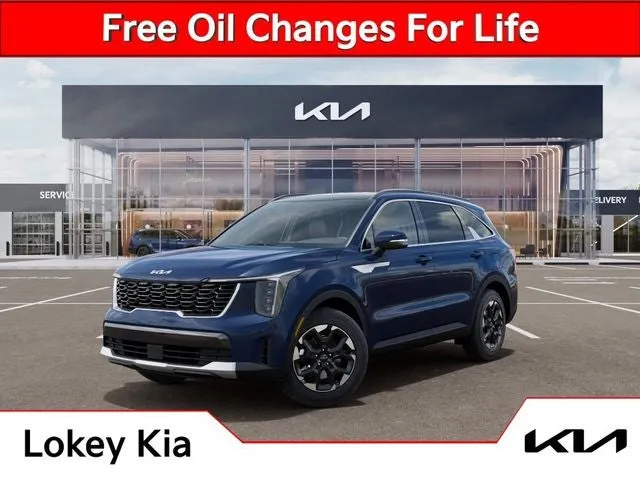 2026 Kia Sorento S in Midnight Lake Blue — front three-quarter view
