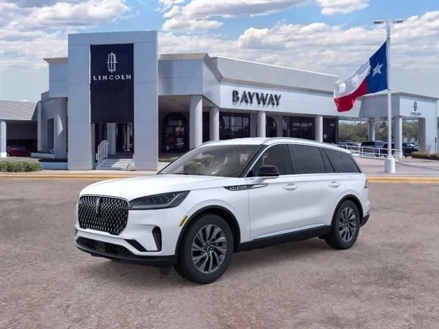 2026 Lincoln Aviator Premiere in Pristine White Metallic Tri-Coat — front three-quarter view