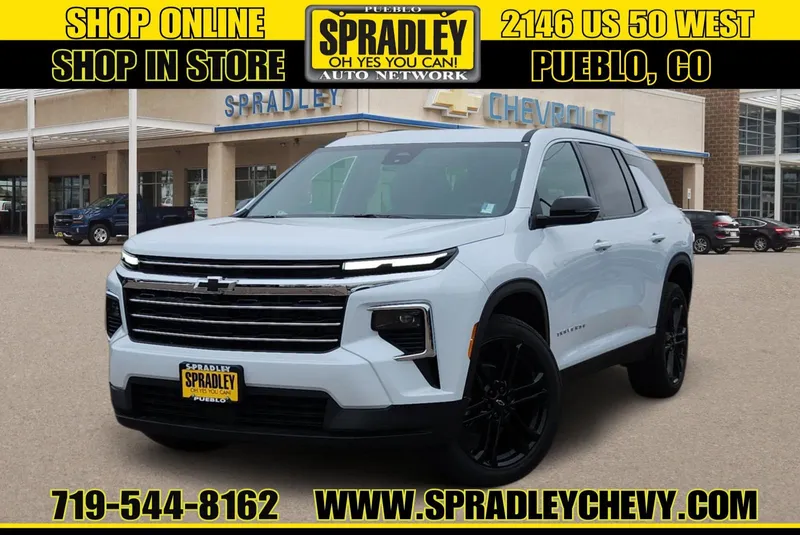 2026 Chevrolet Traverse LT in Polar White Tricoat — front three-quarter view
