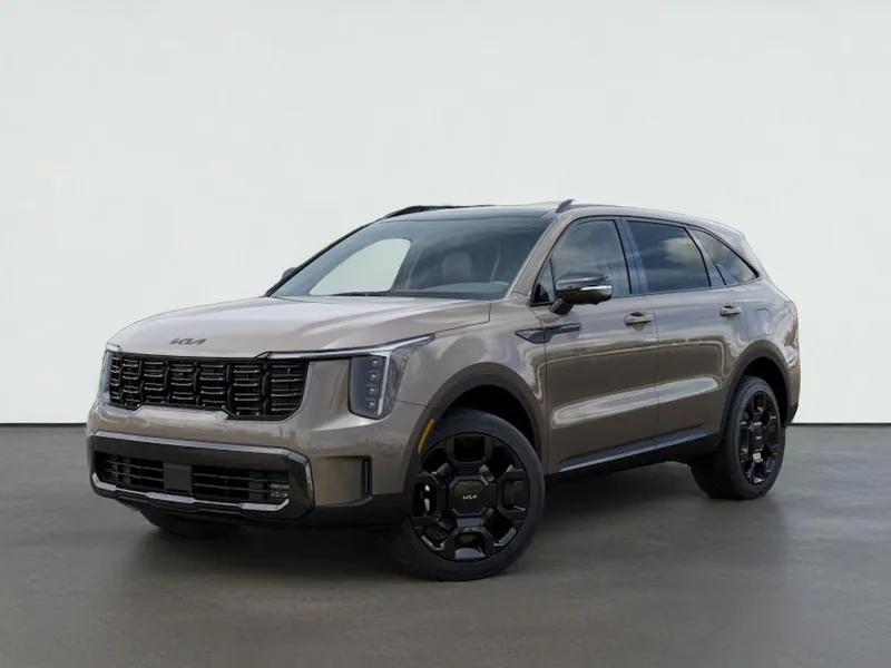 2026 Kia SORENTO X-LINE SX in Road Rider Brown — front three-quarter view