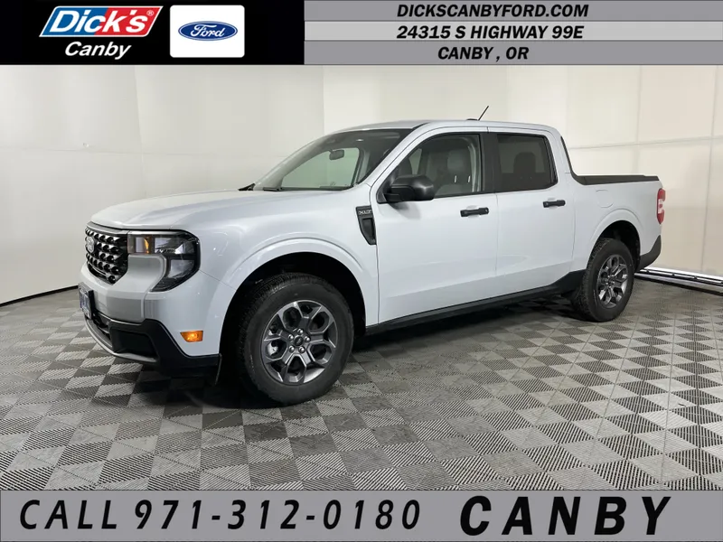 2025 Ford Maverick XLT in Space White Metallic — front three-quarter view