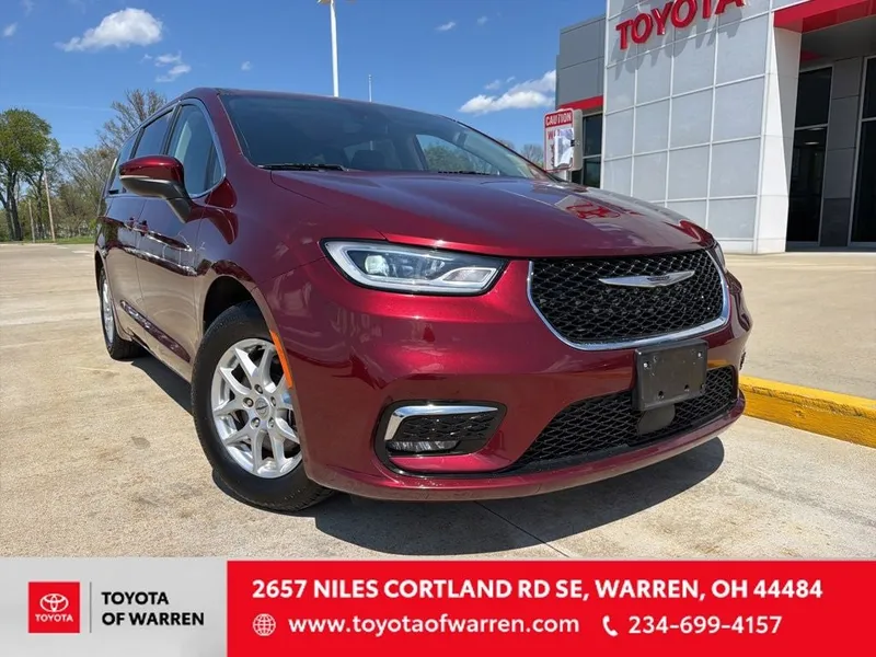 2023 Chrysler Pacifica Touring L in Velvet Red Pearlcoat — front three-quarter view