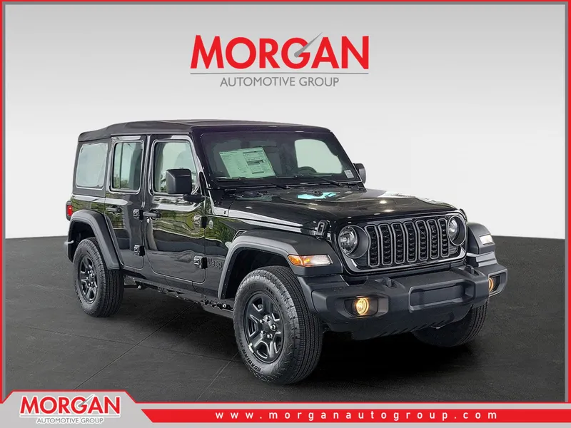 2026 Jeep Wrangler Sport in Black Clearcoat — front three-quarter view