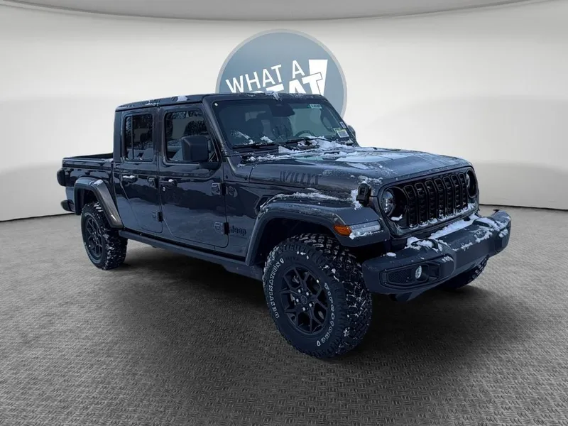 2026 Jeep Gladiator GLADIATOR WILLYS 4X4 in Granite Crystal Metallic Clear-Coat Exterior Paint — front three-quarter view