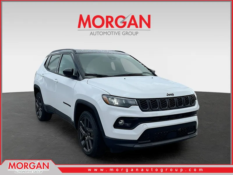 2026 Jeep Compass Limited in White — front three-quarter view