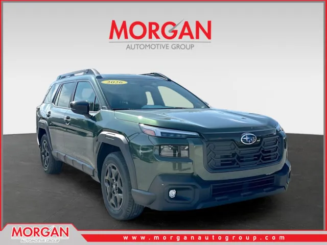 2026 Subaru Outback Limited in Green — front three-quarter view