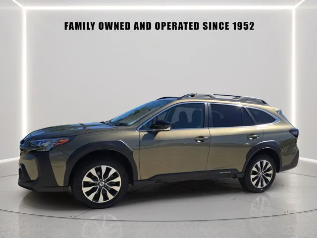 2025 Subaru Outback Limited in Autumn Green Metallic — front three-quarter view