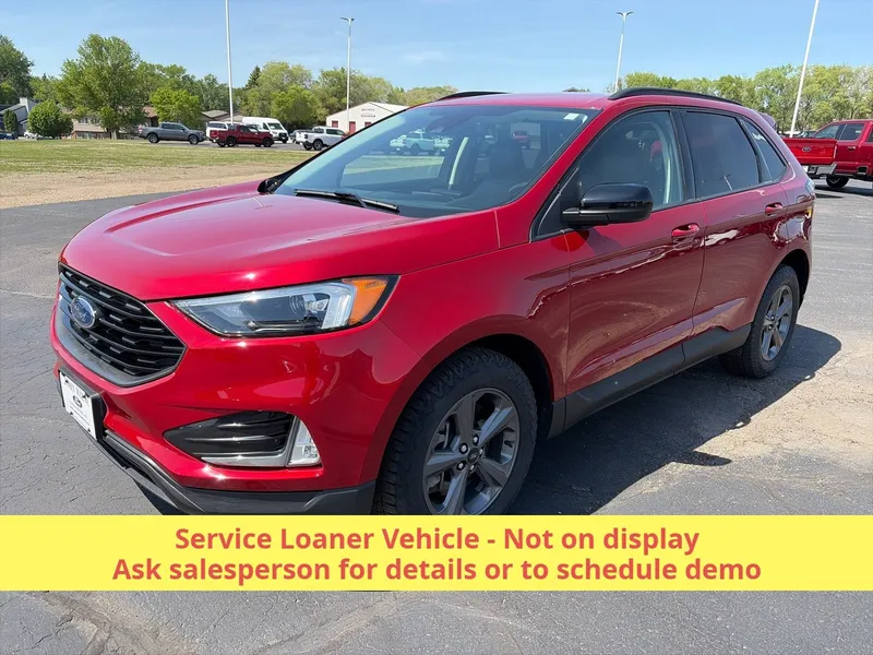 2024 Ford Edge SEL AWD in Rapid Red Metallic Tinted Clearcoat — front three-quarter view