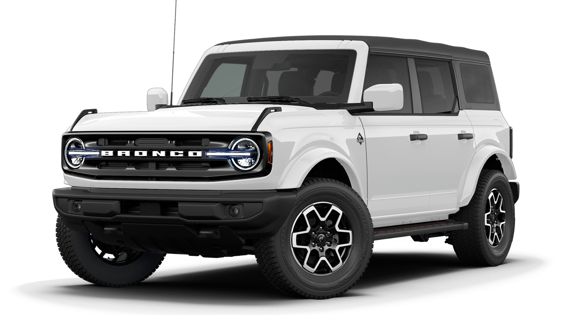 2026 Ford Bronco Outer Banks in Oxford White — front three-quarter view
