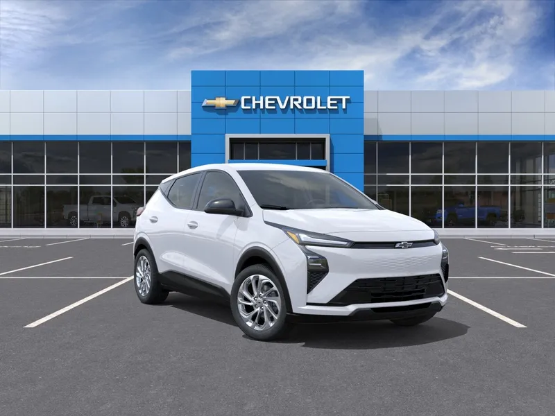 2027 Chevrolet Bolt LT in Summit White — front three-quarter view