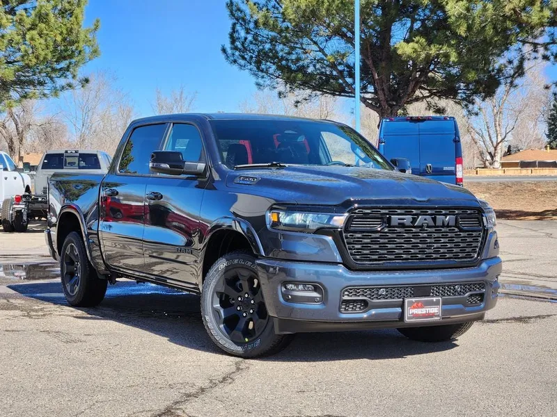 2026 RAM 1500 RAM 1500 BIG HORN CREW CAB 4X4 5'7' BOX in Forged Blue Metallic Exterior Paint — front three-quarter view